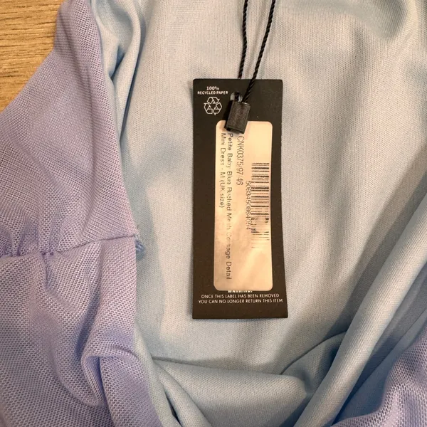 NWT PrettyLittleThing Lavender One Shoulder Ruched Rose Mesh‎ Dress Medium M - Image 4