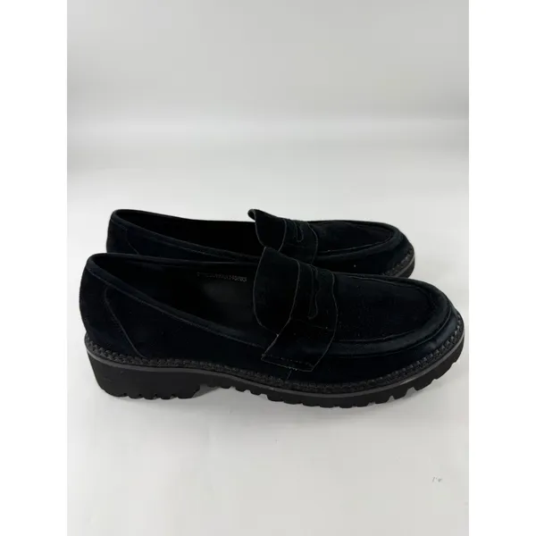 Bibi Lou Black Suede Lug Sole Penny Loafers Women Size 40 Preppy Platform Shoes - Image 4