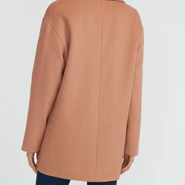 EXPRESS Wool-Blend Cocoon Coat Winter Peacoat Trench Tan Size Medium NWT - Image 2