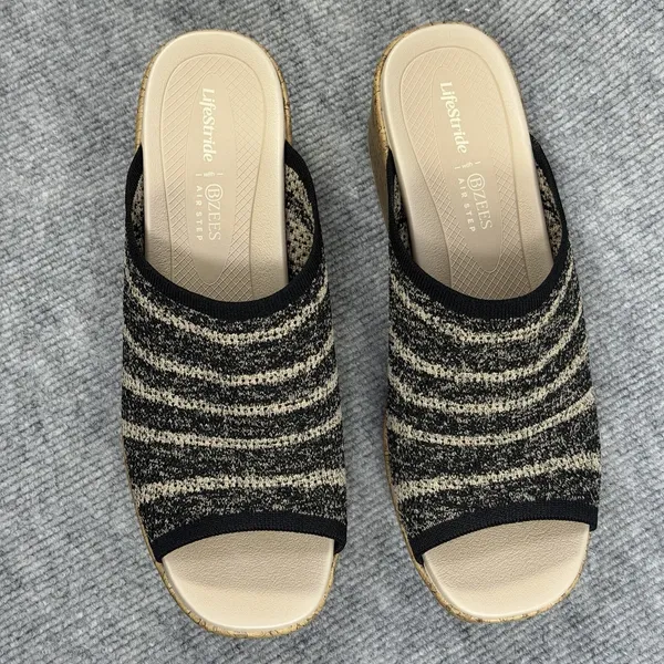 LifeStride BZees Size-11M Women's Very Ready Wedge Sandal Blacksand - Image 6
