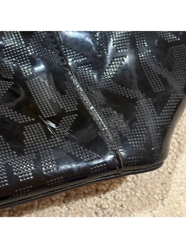 Michael Kors Black Patent MK Logo Tote Bag Shoulder Purse Large - Image 5