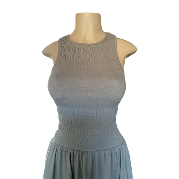 Universal Threads Olive Green Smocked Midi Dress S Sleeveless Scoop - Image 4