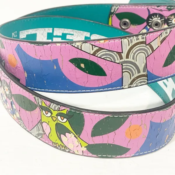 Rock Rebel Size Medium Multi Colored‎ Painted Owl Printed Belt - Image 2