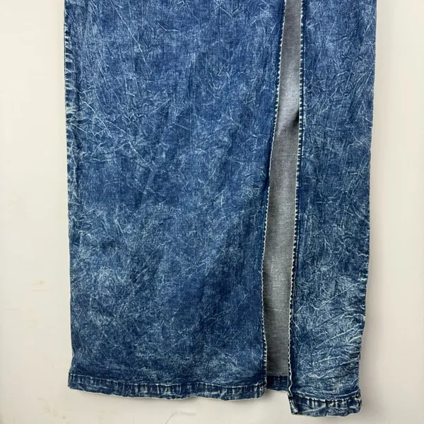 Judy Blue Denim Midi Maxi Skirt Sz 1XL Acid Wash Stretch High Slit A Line - Image 7