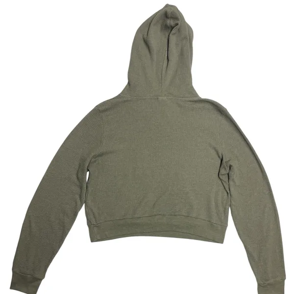Aritzia TNA Olive Green Women's Knit Waffle Hoodie Size Large - Image 3