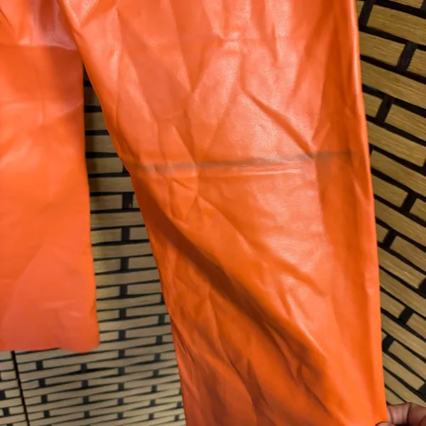 Anthropologie Maeve Orange‎ Faux Leather The Collete Pants Size 28 - Image 8