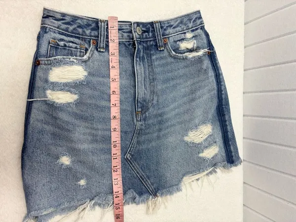 Abercrombie‎ & Fitch ZOE Natural Rise Vintage A-Line Light Blue Denim Skirt 26 - Image 5