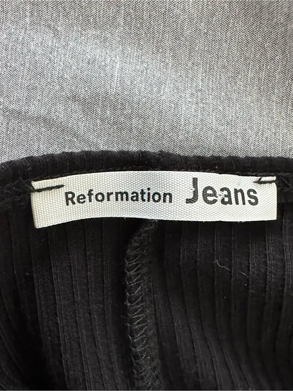 Reformation Jeans Linah Black Ribbed Knit Square Neck Mini Dress XS - Image 6
