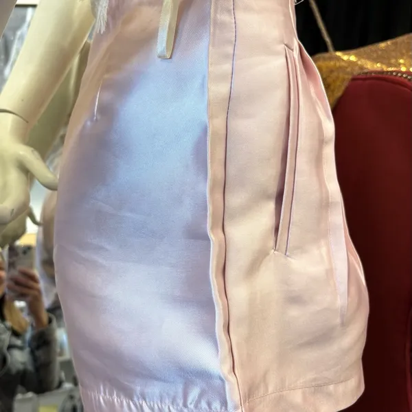 Banana Republic Pale Pink Satin High Waisted Pleated Shorts with Pockets and Side Zipper - Image 13