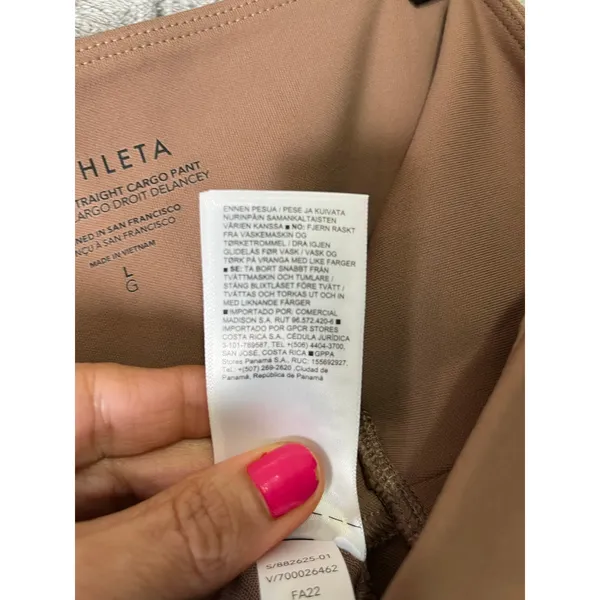 Athleta Delancey Straight Cargo‎ Pant Large Taupe Pull On Travel Work Pant - Image 10