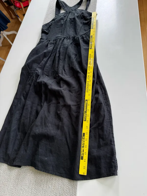 A New Day Black Linen Rayon Cross Front Midi Dress Size Large - Image 6