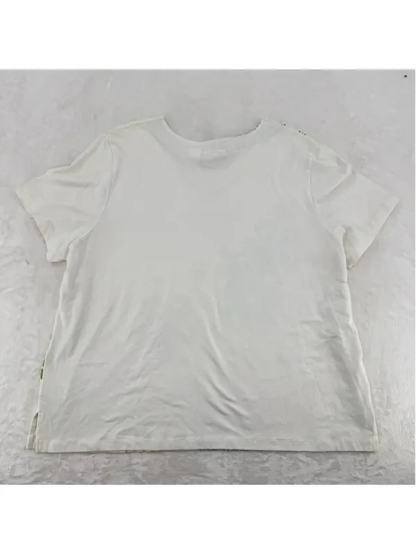 Alfred Dunner Vintage Retro Daisy Flower Tee Beaded V neck Hippie Boho Size XL - Image 5