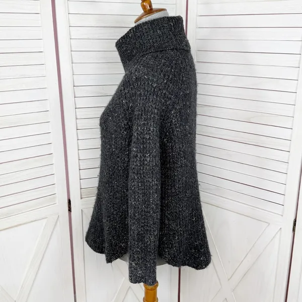 Free People Dylan Tweedy Cowl Neck‎ Wool Blend Sweater Black XS Boho Grunge - Image 3