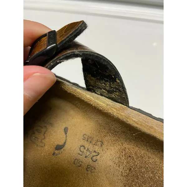 Birkenstock Birki's Sandals Sz 38‎ 7 5 Copper Bronze Snakeskin Print Shoes - Image 8