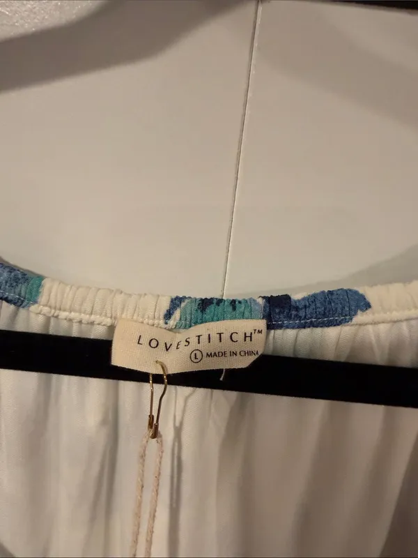 lovestitch so charming White Mini Dress with Blue Floral Print‎ l NWT - Image 6