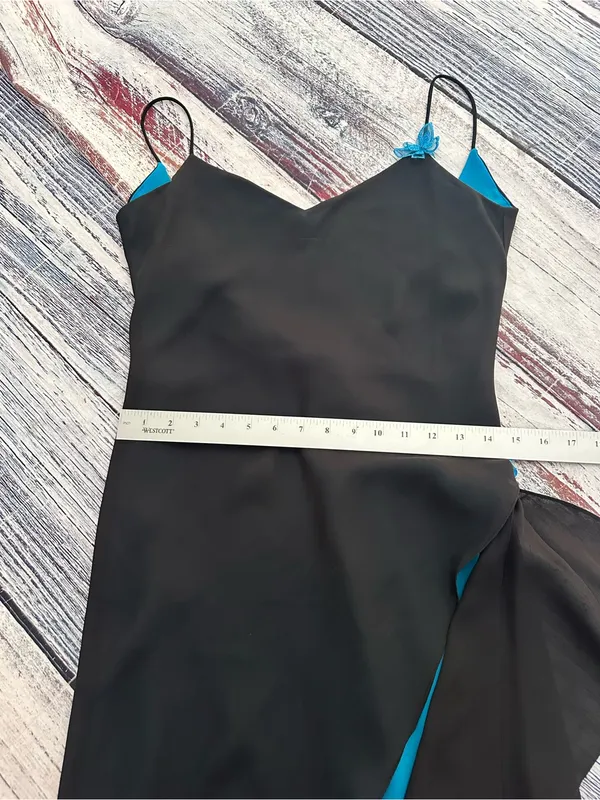 Vintage Zum Zum By Niki Livas Black & Blue High-Low Slip Dress - Image 12