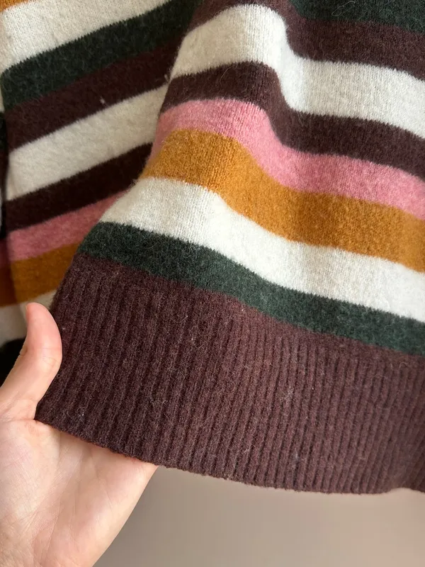 Madewell Women’s Payton Sweater Balloon Sleeve Stripe Cozy Wool Blend, Large - Image 8