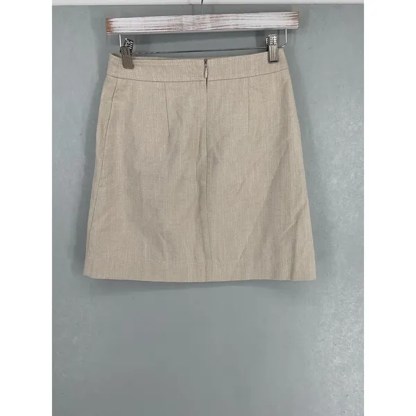 Ann Taylor Petite Mini Skirt Beige Textured Side Button A-Line Size 00P XXS - Image 3