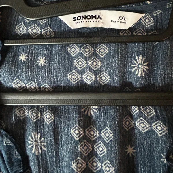 Sonoma Maxi Short Sleeves Tiered Blue Geometric Print Dress Boho Size XXL.Fit XL - Image 4