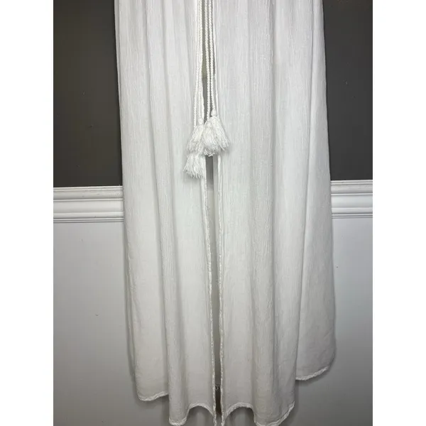Cute Options Cover Up Womens Small White Crochet Lace Tassel Kimono Duster Boho - Image 3