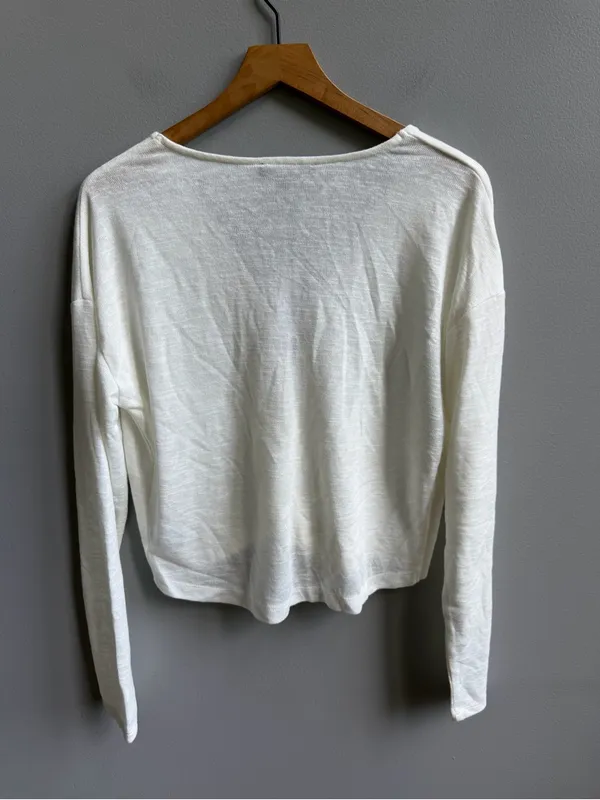 Sanctuary NWT Thinking of You Knit Top Women's White Twist Front Long-Sleeve M - Image 9
