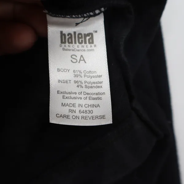 Balera Black Mock Neck Cropped Sweatshirt Sheer Mesh Back Long Sleeve SA - Image 2