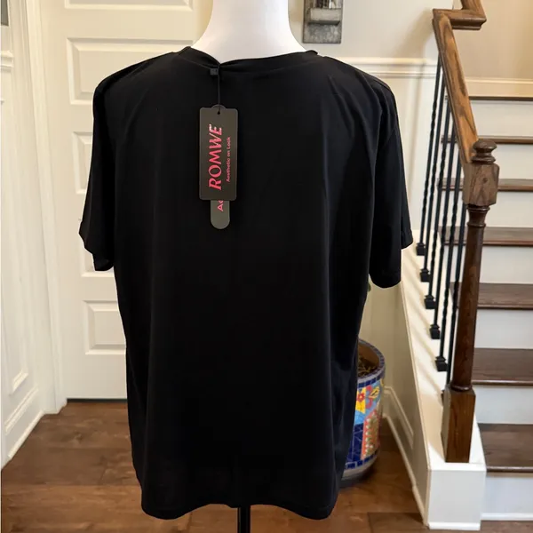 Romwe NWT Black Graphic T-Shirt with Astronaut Design - Image 2