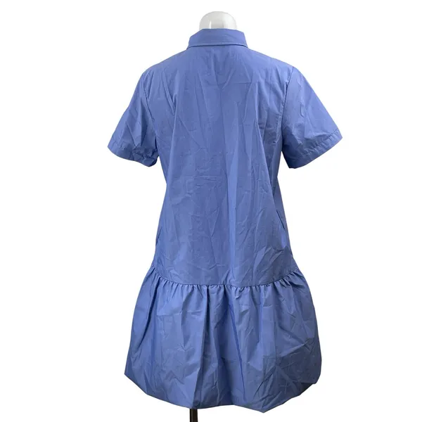 Tuckernuck Martine Bubble Sail Blue Short Sleeves Button Down Mini Shirt Dress M - Image 3