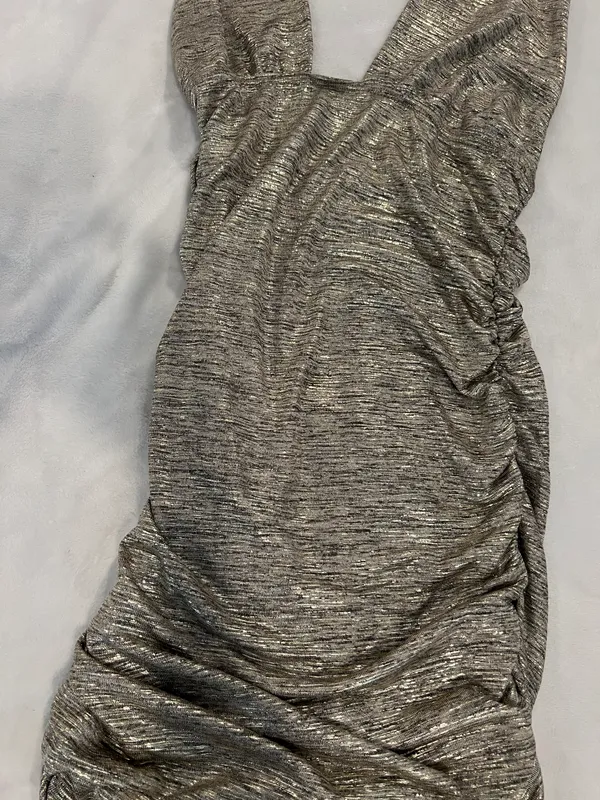 Deja Vu Elegant Gold Halter Dress - Image 2