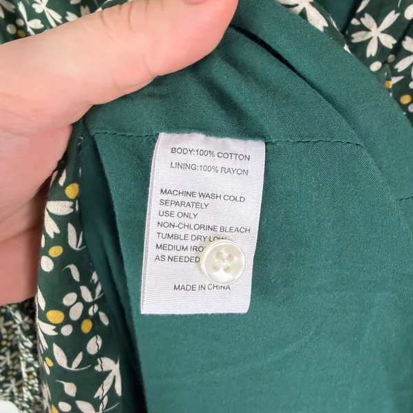 Trovata Birds of Paradise Green Floral Midi Dress‎ Size Small Button Front Boho - Image 7