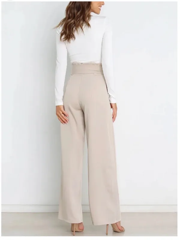 Petal & Pup Women’s Beige Wide Leg Tie-Front Pants Size 8 - Image 6