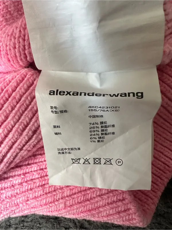 Alexander Wang Debossed Stacked Logo Cropped Sweater Pink, Size XS - Image 7