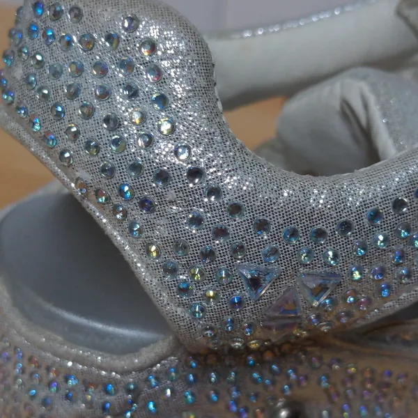 Anthony Wang Platform Sandals Silver Cutout Bedazzled Wedge Y2K 35 (US 4-4.5) - Image 10