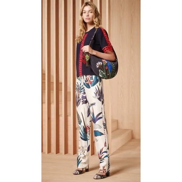 Tory Burch Women’s Sz 12 Adele Pant NWT 100% Silk, Floral, Resort Vacation Boho - Image 3