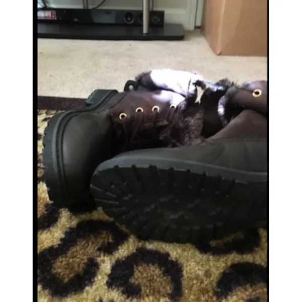 Olivia Miller Women's Faux Fur Lined Boots Winter Cuffed Size 7 Brown - Image 2