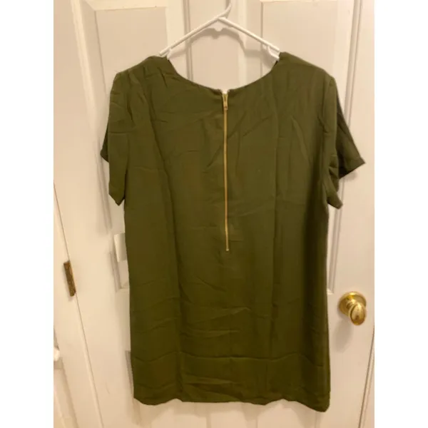 NWT Lulus Olive Green Shift Dress Size Large Lined Hidden Back Zipper New - Image 2