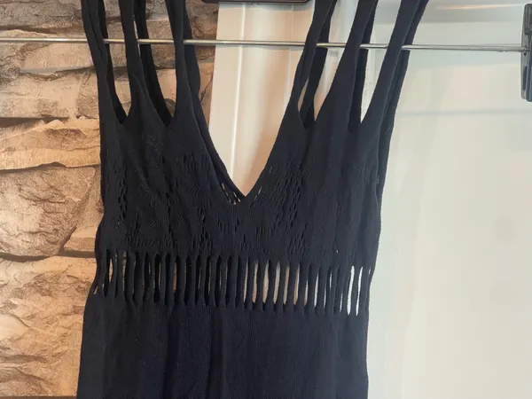 New Woman’s Crochet Beach Cover Up Black - Image 2