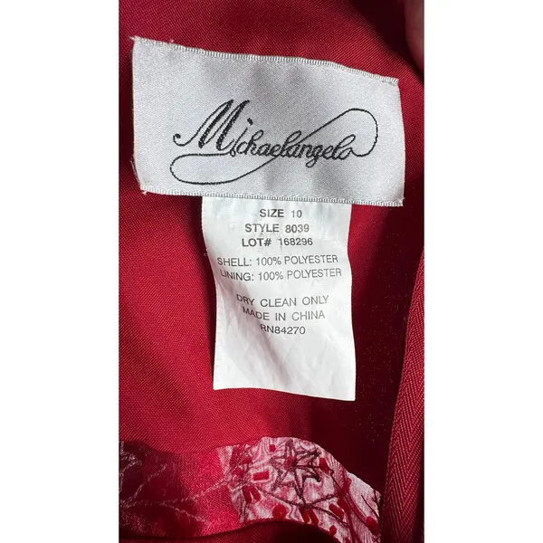1990s Y2K Michaelangelo Red Beaded Chiffon Evening Gown size 8 - Image 10