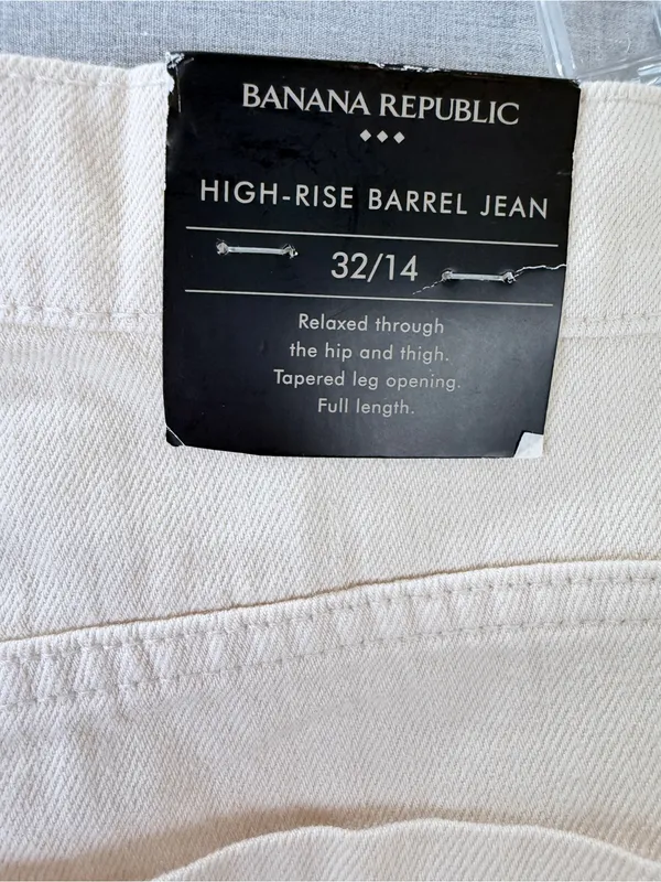 NWT Banana Republic‎ Cream Barrel Leg Jeans High Rise Wide Leg Denim 32 14 - Image 7