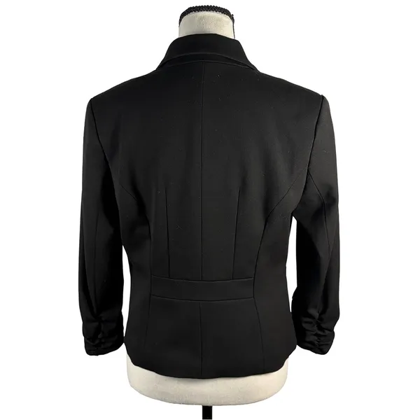 Express Ruched Sleeve Blazer – Black Tailored Office Siren Jacket - Image 2