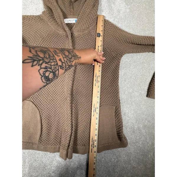 sparrow hooded snap button sweater brown‎ pockets L Brown Size L - Image 9