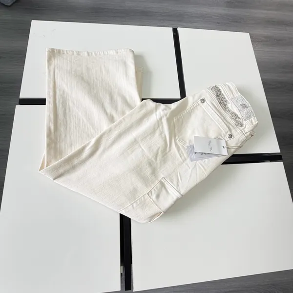NWT Miss Me Low-Rise Cargo Wide Leg Jeans - Off White Angel Wings ✨ Size 27x30 - Image 9