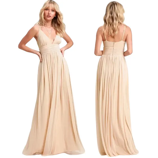 Lulus‎ Queen of the Evening Cream Maxi Dress NWT Size Medium Formal Evening Gown - Image 10