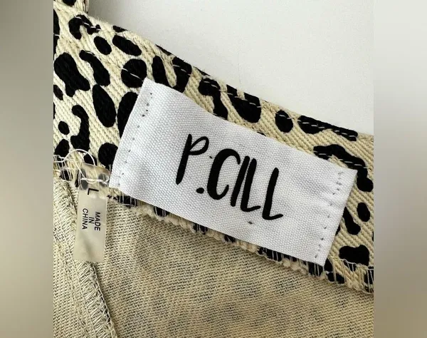 P.Cill Leopard Print Skirtall Overall mini Dress adjustable straps festival L - Image 7