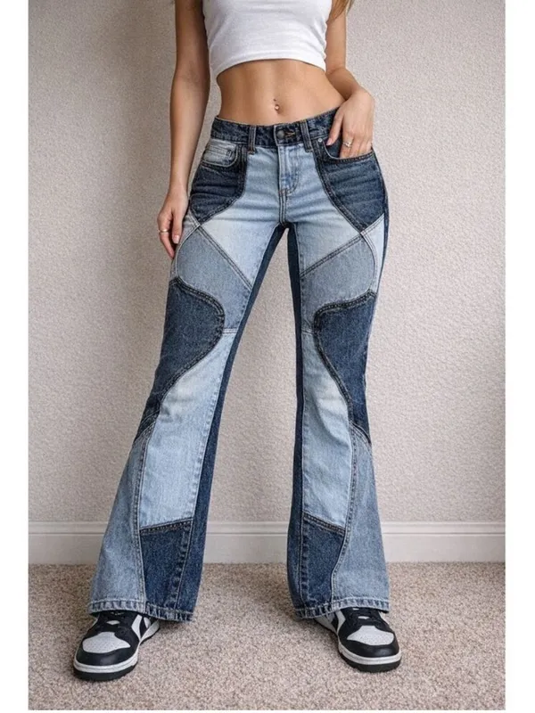 Revice Denim A-List Piece of Me Patchwork Jeans Flare‎ Womens Size 29 - Image 2