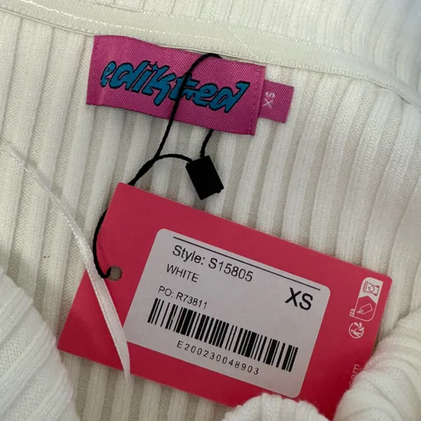 NWT Y2K Edikted White Ribbed Cowl Neck Sweater‎ XS - Image 8