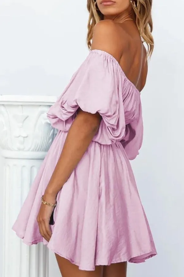 Off Shoulder Dress Purple Size M - Image 2
