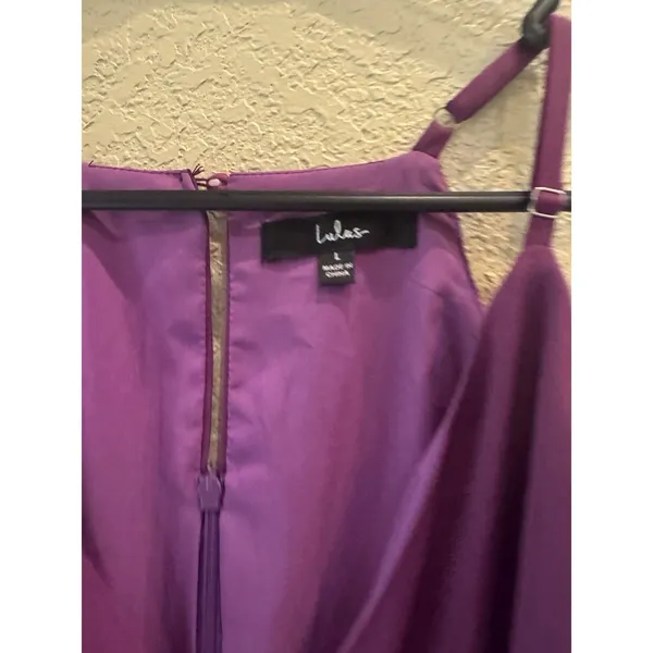 Lulus‎ What a Stunner Purple Satin Asymmetrical Mini Dress Large - Image 2