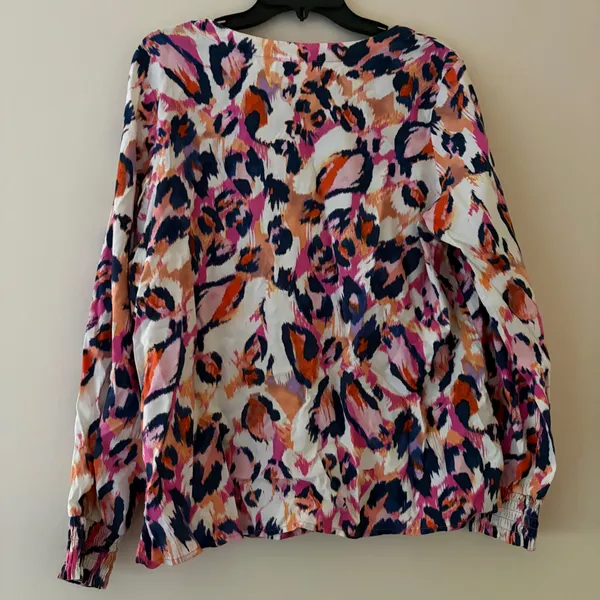 Belle by Kim Gravel Abstract Animal Print Blouse Size L - Image 2