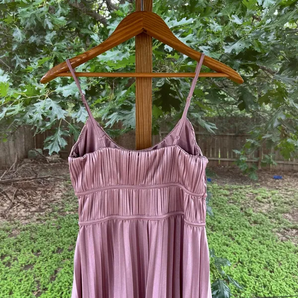 ASOS Design Women's Satin Pleated Maxi Dress Dark Rose Pink Size 8 - Image 4